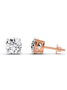Sparkles - Lab Grown Diamond 2.28 Round Shape 4 Prong Solitaire 14K Stud Earrings Rose Gold