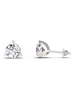 Sparkles - Lab Grown Diamond 2.28 Round Shape 3 Prong Solitaire Stud Earrings 14K White Gold