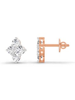 Sparkles - Lab Grown Diamond 0.92 Round Shape Cluster Stud Earrings 14K Rose Gold