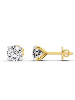Sparkles - Lab Grown Diamond 0.5 Round Shape 4 Prong Solitaire Stud Earrings 14K Yellow Gold