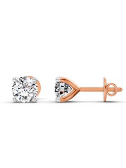 Sparkles - Lab Grown Diamond 0.5 Round Shape 4 Prong Solitaire Stud Earrings 14K Rose Gold