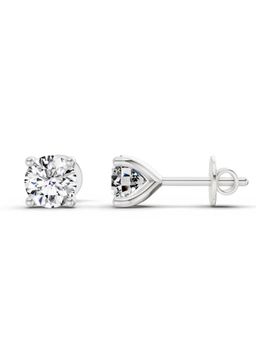 Sparkles - Lab Grown Diamond 0.5 Round Shape 4 Prong Solitaire Stud Earrings 14K White Gold