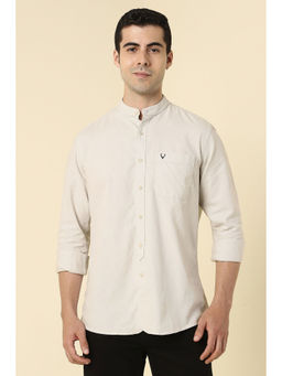 Allen Solly - Men Off White Solid Full Sleeves Casual Shirt