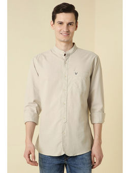 Allen Solly - Men Beige Solid Full Sleeves Casual Shirt