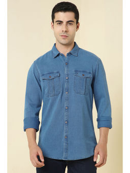 Allen Solly - Men Blue Solid Full Sleeves Casual Shirt