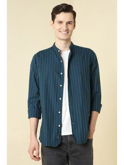 Allen Solly - Men Navy Blue Stripes Full Sleeves Casual Shirt