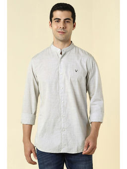 Allen Solly - Men Grey Textured Full Sleeves Casual Shirt
