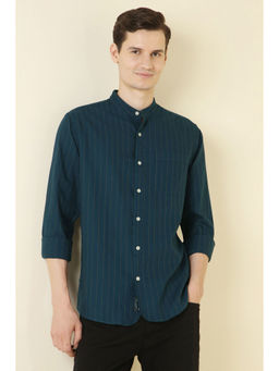 Allen Solly - Men Navy Blue Stripes Full Sleeves Casual Shirt