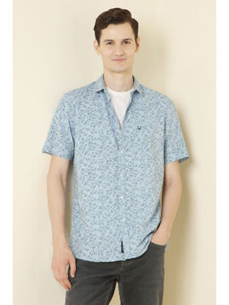 Allen Solly - Men Light Blue Print Half Sleeves Casual Shirt