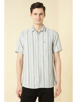 Allen Solly - Men Off White Stripes Half Sleeves Casual Shirt