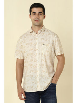 Allen Solly - Men Beige Print Half Sleeves Casual Shirt