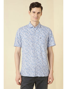 Allen Solly - Men Light Blue Floral Print Half Sleeves Casual Shirt