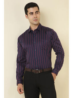 Allen Solly - Men Navy Blue Stripes Full Sleeves Formal Shirt
