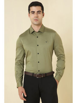 Allen Solly - Men Olive Solid Full Sleeves Formal Shirt