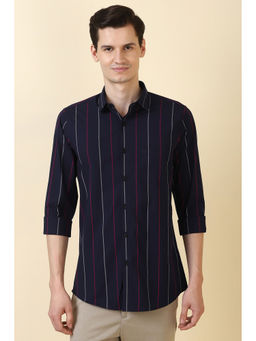 Allen Solly - Men Navy Blue Stripes Full Sleeves Casual Shirt