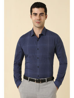Allen Solly - Men Navy Blue Checks Full Sleeves Formal Shirt