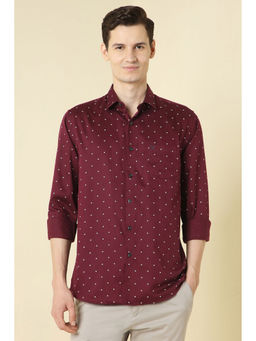 Allen Solly - Men Maroon Print Full Sleeves Casual Shirt