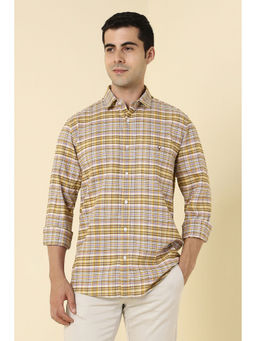 Allen Solly - Men Beige Checks Full Sleeves Casual Shirt