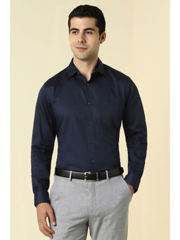 Allen Solly - Men Navy Blue Solid Full Sleeves Formal Shirt