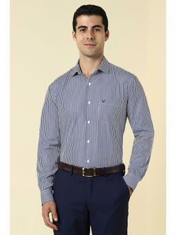 Allen Solly - Men Navy Blue Stripes Full Sleeves Formal Shirt