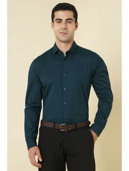 Allen Solly - Men Teal Print Full Sleeves Formal Shirt
