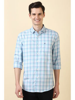 Allen Solly - Men Light Blue Checks Full Sleeves Casual Shirt