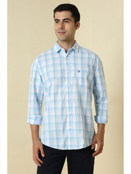 Allen Solly - Men Light Blue Checks Full Sleeves Casual Shirt