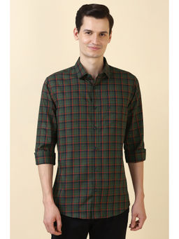 Allen Solly - Men Olive Checks Full Sleeves Casual Shirt