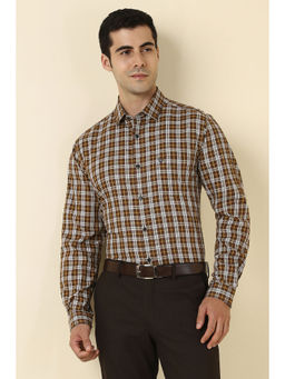 Allen Solly - Men Brown Checks Full Sleeves Formal Shirt