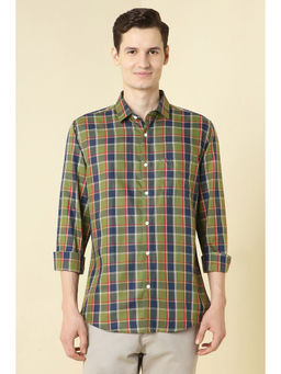 Allen Solly - Men Olive Checks Full Sleeves Casual Shirt