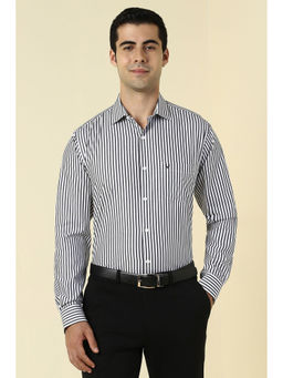 Allen Solly - Men Black and White Stripes Full Sleeves Formal Shirt