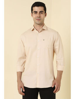 Allen Solly - Men Beige Solid Full Sleeves Casual Shirt