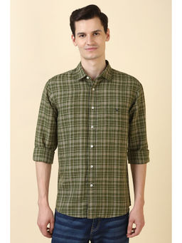 Allen Solly - Men Olive Checks Full Sleeves Casual Shirt