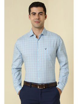 Allen Solly - Men Light Blue Checks Full Sleeves Formal Shirt