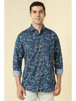 Allen Solly - Men Navy Blue Print Full Sleeves Casual Shirt