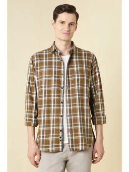 Allen Solly - Men Brown Checks Full Sleeves Casual Shirt