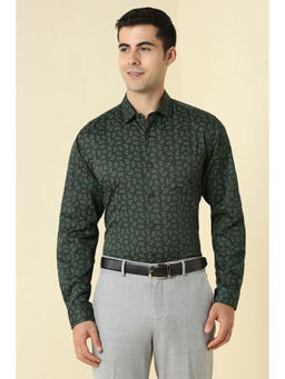 Allen Solly - Men Dark Green Print Full Sleeves Formal Shirt