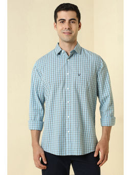 Allen Solly - Men Light Blue Checks Full Sleeves Casual Shirt