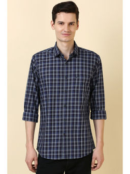 Allen Solly - Men Navy Blue Checks Full Sleeves Casual Shirt