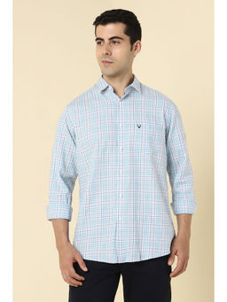 Allen Solly - Men Light Blue Checks Full Sleeves Casual Shirt