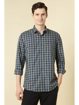 Allen Solly - Men Navy Blue Checks Full Sleeves Casual Shirt