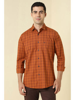 Allen Solly - Men Orange Checks Full Sleeves Casual Shirt