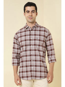 Allen Solly - Men Brown Checks Full Sleeves Casual Shirt