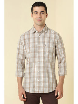 Allen Solly - Men Beige Checks Full Sleeves Casual Shirt