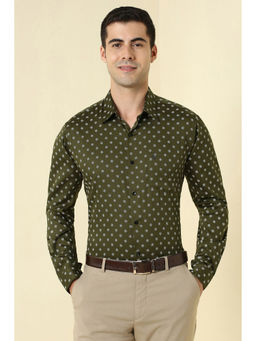Allen Solly - Men Olive Print Full Sleeves Formal Shirt