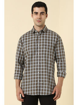 Allen Solly - Men Dark Grey Checks Full Sleeves Casual Shirt
