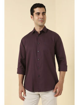 Allen Solly - Men Purple Textured Full Sleeves Casual Shirt