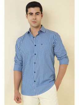 Allen Solly - Men Blue Stripes Full Sleeves Casual Shirt