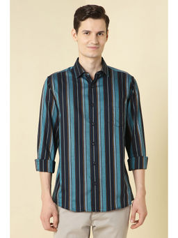 Allen Solly - Men Navy Blue Stripes Full Sleeves Casual Shirt