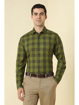 Allen Solly - Men Olive Checks Full Sleeves Formal Shirt